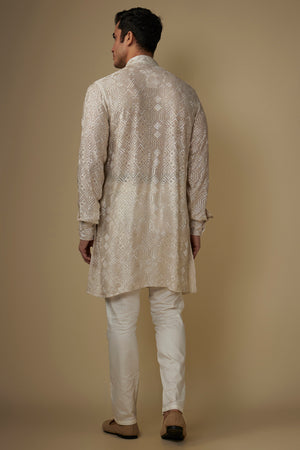 Ivory Lucknowi Embroidered Kurta Set image 2