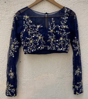 Midnight Blue Mirror Lehenga Set image 5