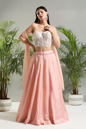 Peach and Ivory Corset Set image 3