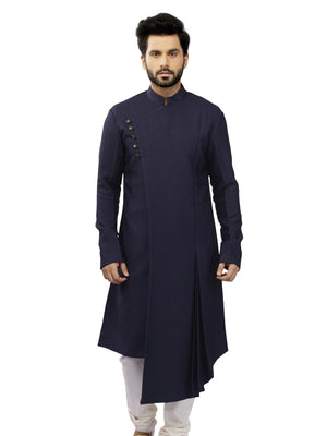 Blue Drape Kurta with Churidar - Custom image