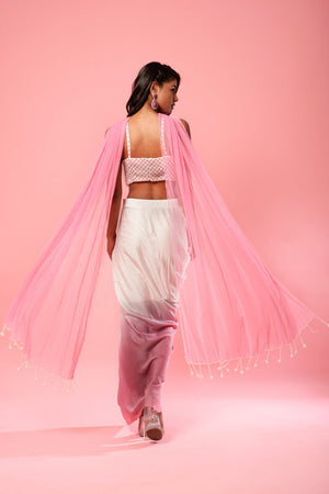 Pink and Ivory Co-ord Dhoti Set image 1
