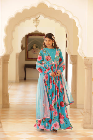 Floral Printed Anarkali image 8