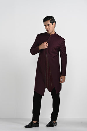 Tibetian Red Assymetrical Achkan Set image 6