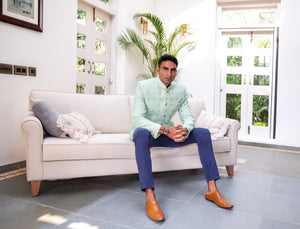 Mint Green Embroidered Jodhpuri Jacket image 1