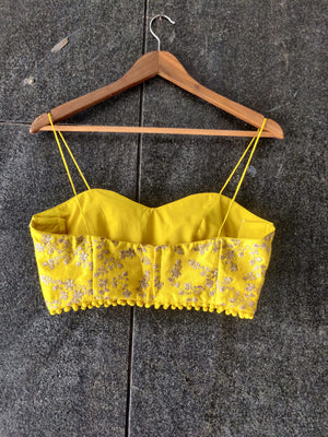 Ivory Raw Silk Skirt and Yellow Bustier image 3