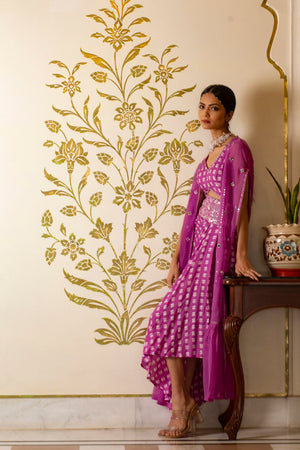 Purple Lotus Print Dress image 2