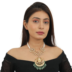 Sea Green With White Long Necklace Set image 4