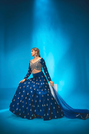 Navy Blue Lehenga Set image 6
