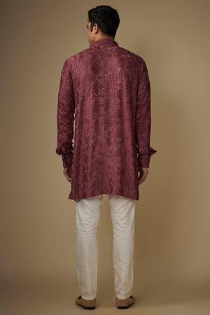 Maroon Lucknowi Embroidered Kurta Set image 3