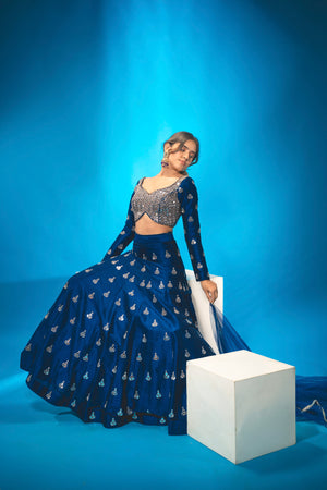 Navy Blue Lehenga Set image 7
