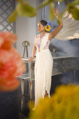 Cream Drape Pick-Up Skirt image 5