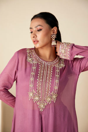 Mauve Majesty Zardosi Kurta Set image 1