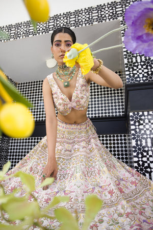 Light Pink Dabka Lehenga Set image 4