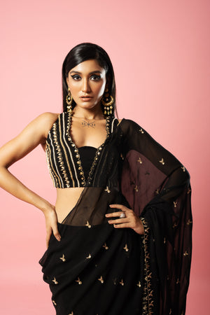 Black Georgette Saree image 1