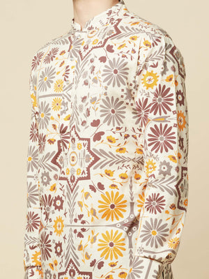 Beige Garden Kurta Set image 6