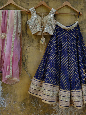 Blue and Mirror Lehenga image 2