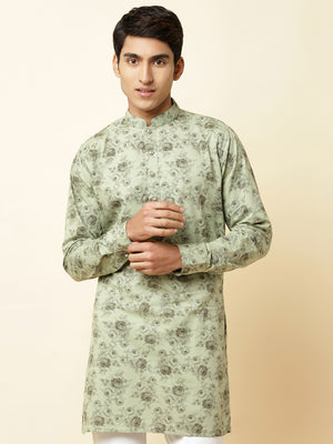 Green Rose Print Kurta image 4