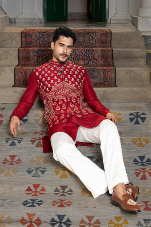 Royal Ruby Nehru Kurta Set image 4