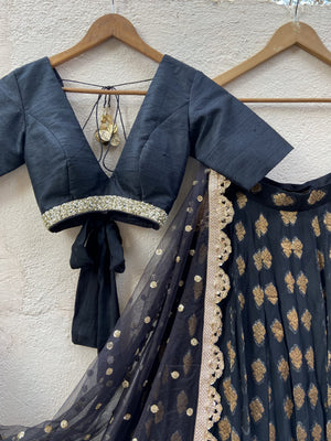 Black Ruffle Lehenga Set image 2