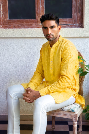 Yellow Embroidered Kurta Set image 3