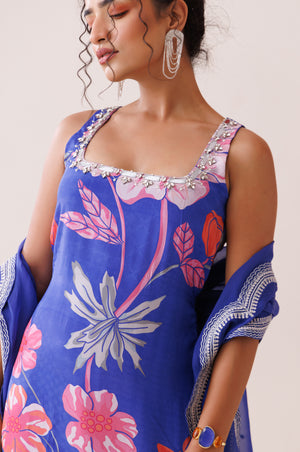 Blue Square Neck Kurta Set image 5