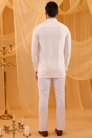 White Embroidered Indowestern Set image 2