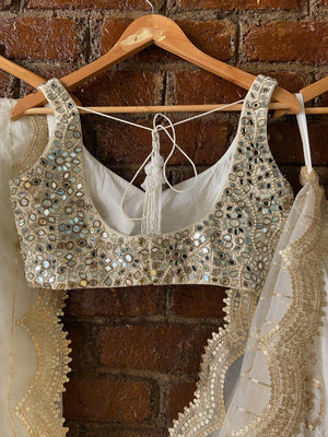 Ivory Mirror Work Lehenga Set image 1