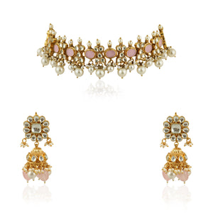 Light Pink Chokers Necklace Set image 0
