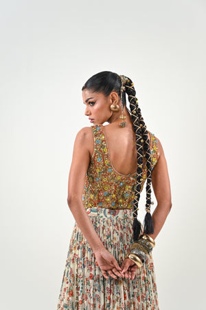 IB LEHENGA WITH EMBROIDERED TASSLE BLOUSE WITH DUPATTA image 2