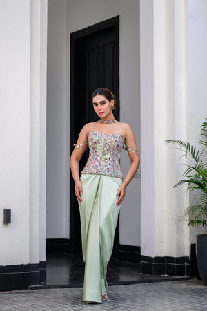 Eden Textudawn Corset With Mirror Work Paidawn With Dhoti Skirt image 6