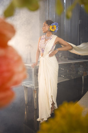 Cream Drape Pick-Up Skirt image 3