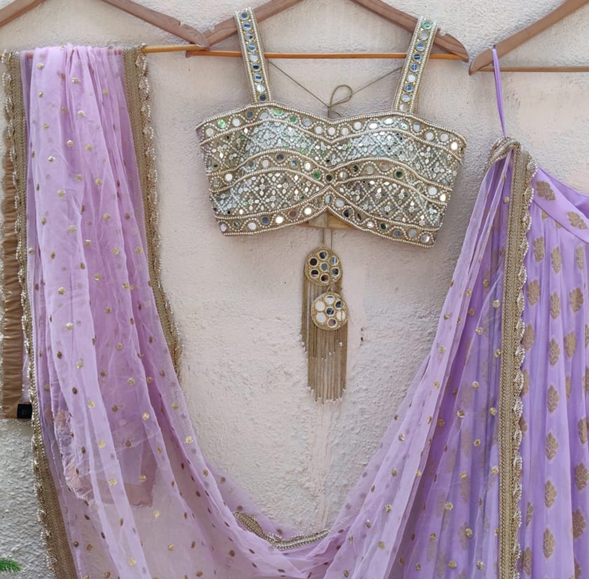 Lavender Butti Lehenga Set image 3
