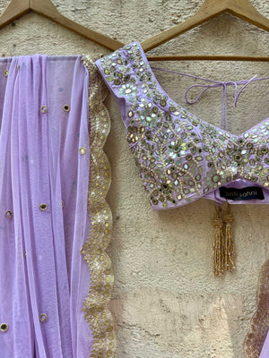 Lavender Lucknowi Mirror Lehenga Set image 3