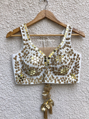 White Multi Kali Lehenga image 1