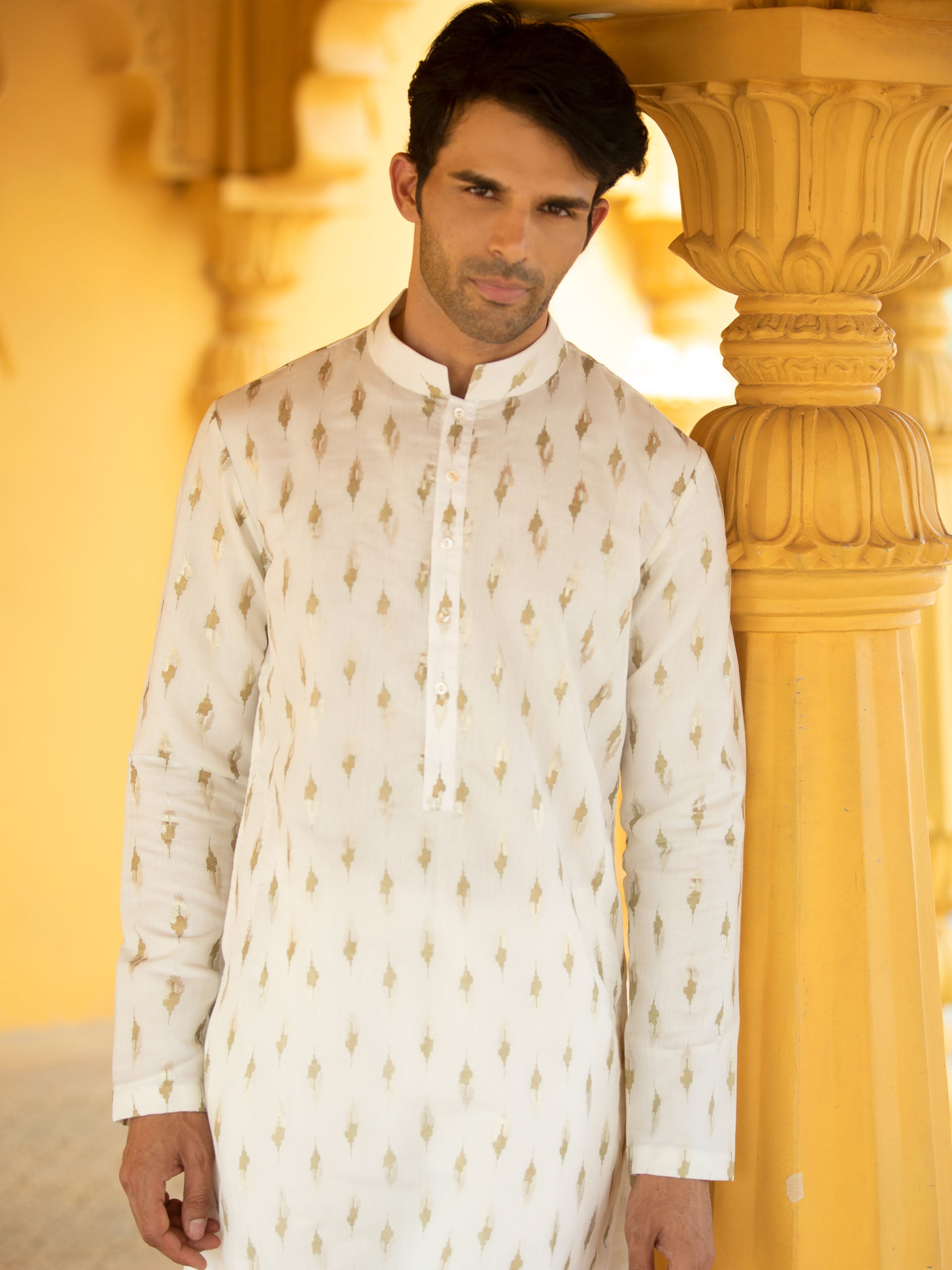Chanderi Foil Print Kurta Set - Custom image
