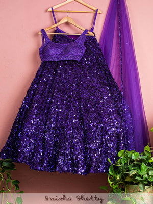 Purple Shimmer Lehenga Set - Custom image