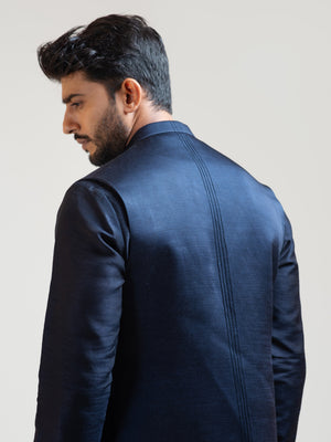 Navy Blue Overlap Nehru Kurta Set image 1