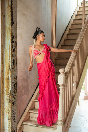 Rosy Draped Saree image 4
