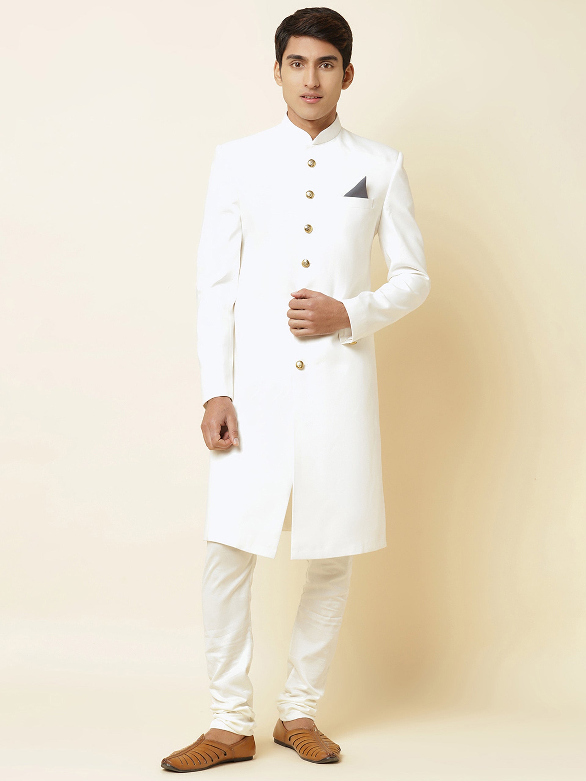 Pure White Sherwani Set - M image