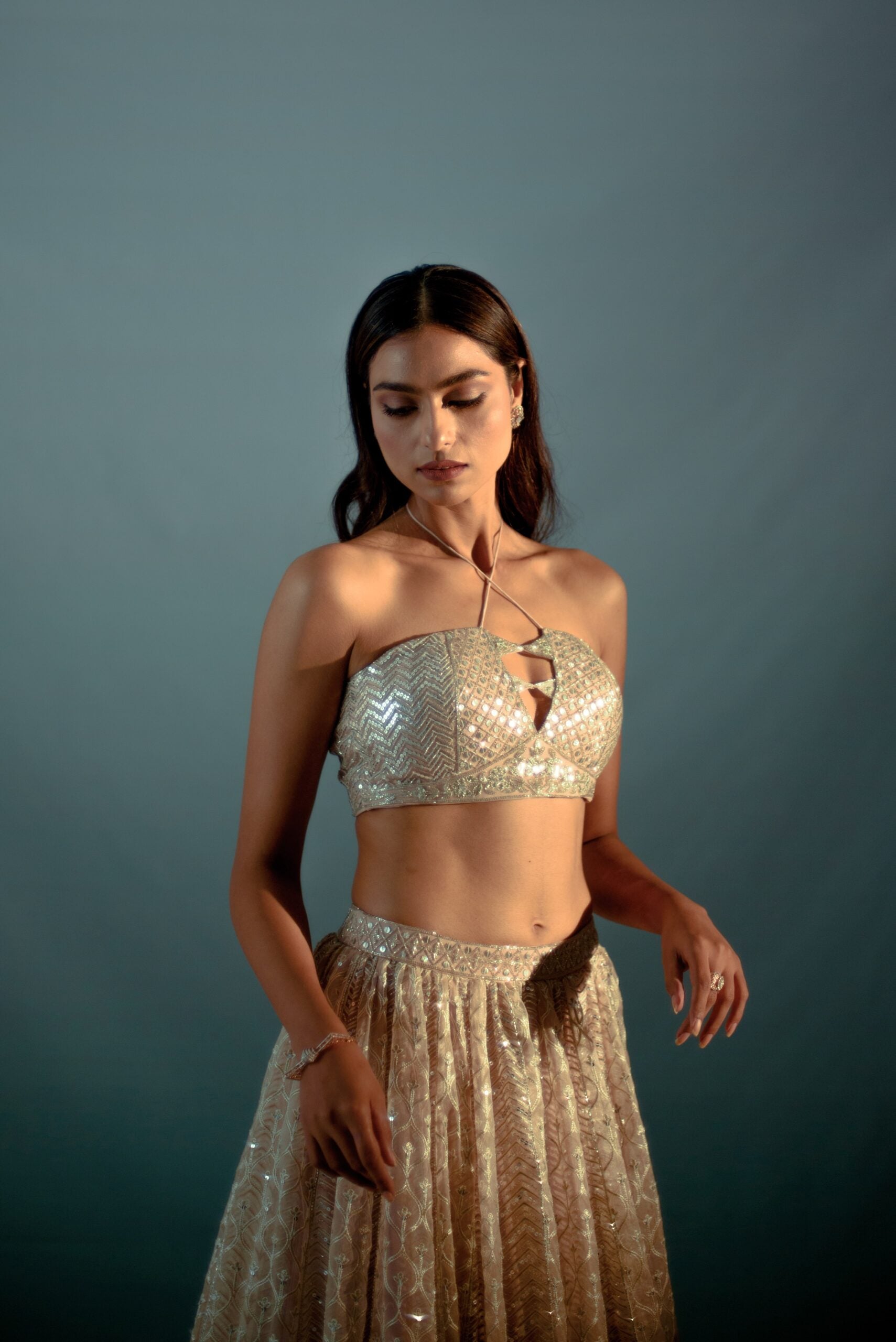 Cream Gota Work Lehenga Set image 3