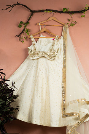 Ivory Mirror Brilliance Blouse with Ivory Stonework Lehenga Set image 3