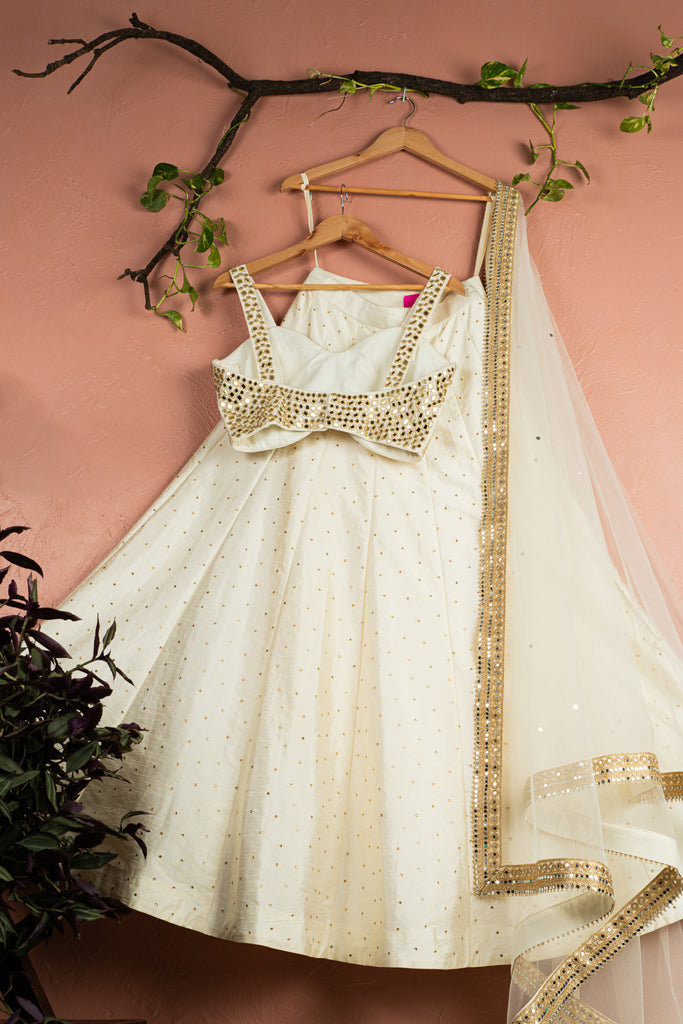 Ivory Mirror Brilliance Blouse with Ivory Stonework Lehenga Set image 3