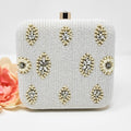 Off-White Pearl Embroidered Clutch image 0
