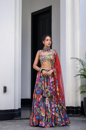 Iris Highlighted Lehenga Paidawn With Highlighted Blouse And Highlighted Applique Dupatta image 0