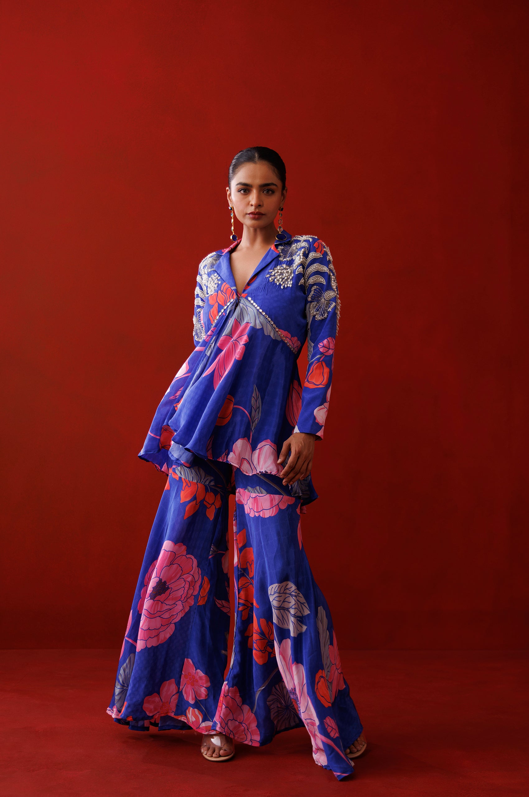 Blue Ruffle Blazer Set - Custom image