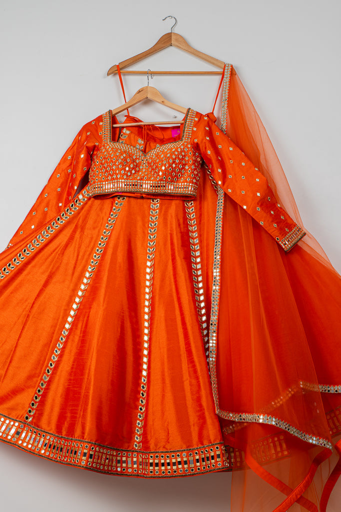 Persimmon Mirror Lehenga Set image 0
