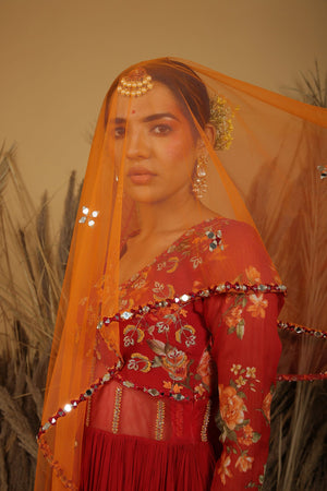 Red Zardosi Embroidered Anarkali Set image 3