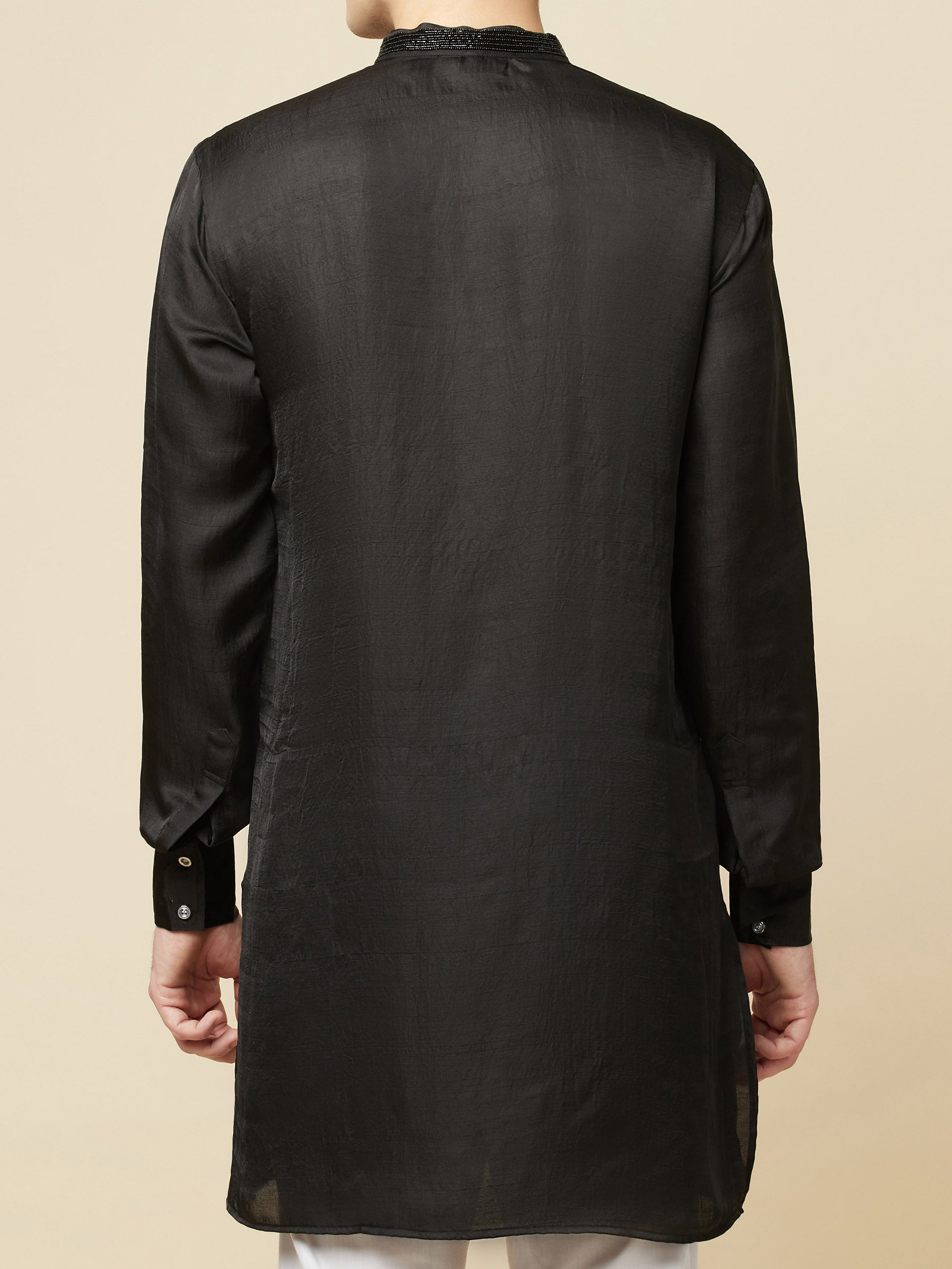 Black Art Silk Kurta image 1
