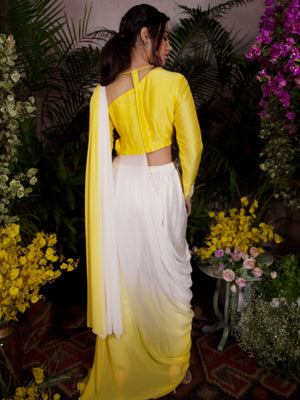 Yellow and White Pant Saree image 2
