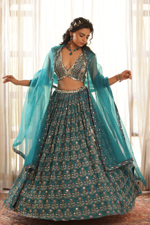 Embroidered Chiffon Lehenga image 24